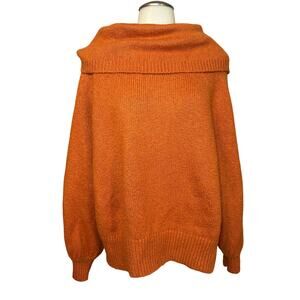 Anthropologie Orange Slouchy Cowl Neck Knit Pullover Sweater Women's Size M